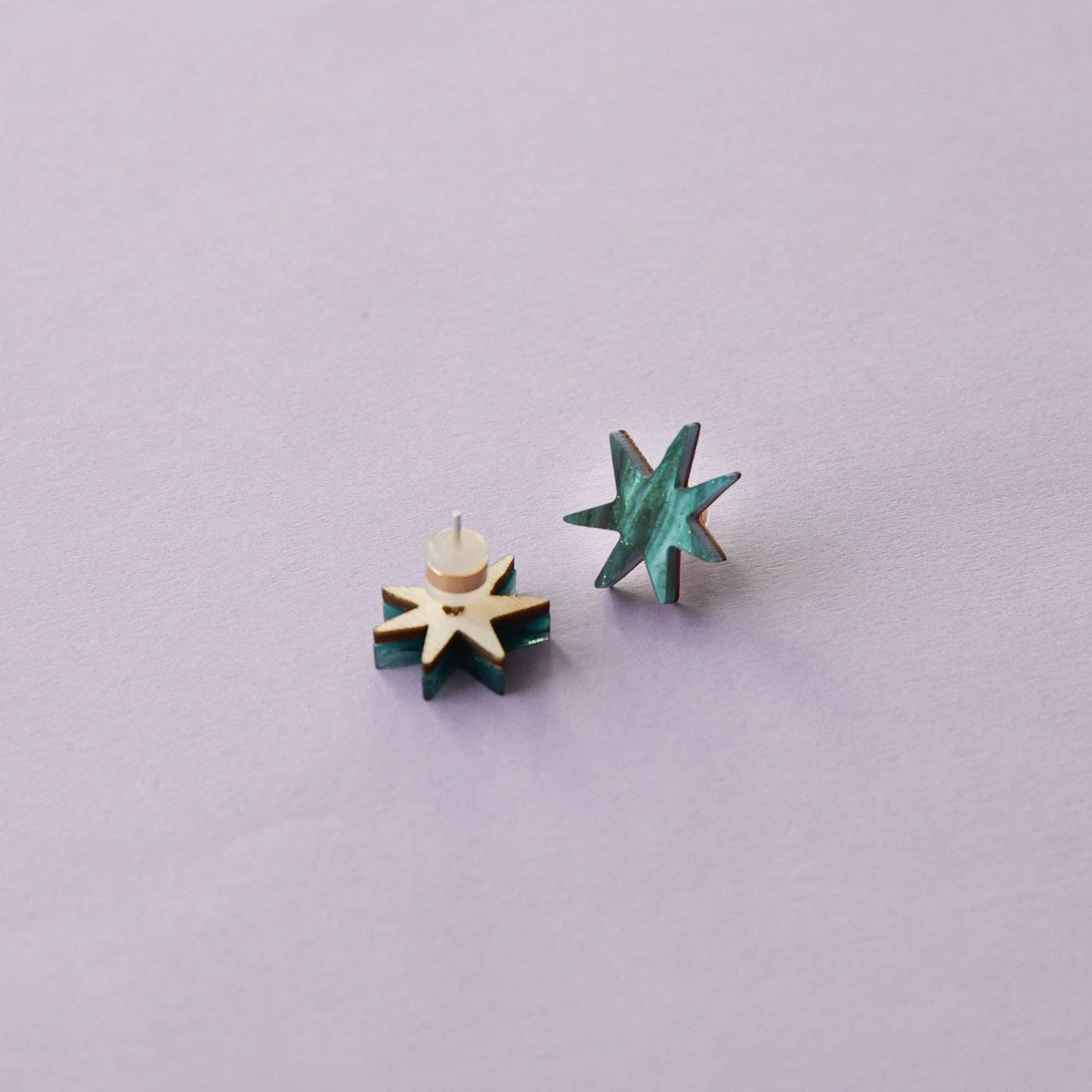 Pendientes estrella - mármol malva