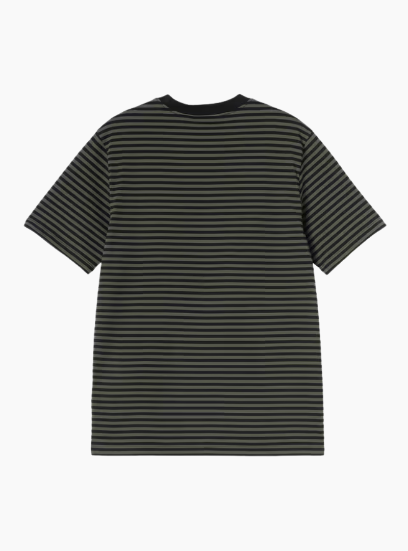 Camiseta S/S Verner Pocket - Stripe, Black / Opuntia