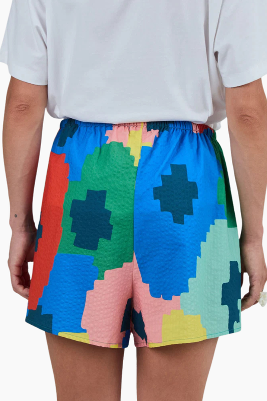 Pantalón Corto Maxi Flower Bali Loose Azul