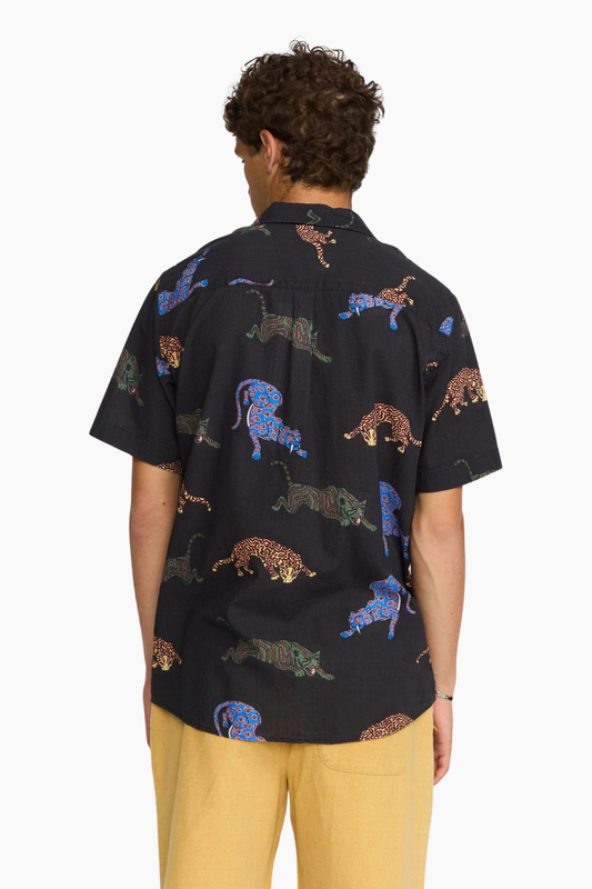 Camisa Cuban Leopard - Black