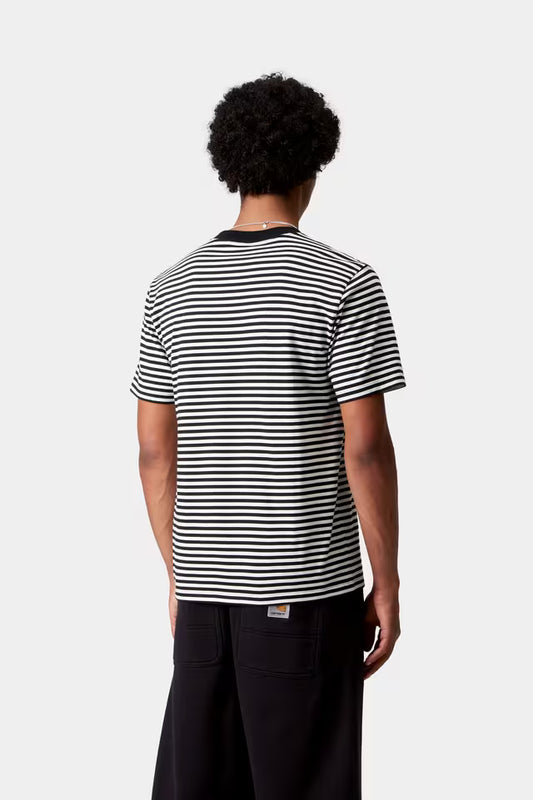 Camiseta S/S Verner Pocket - Stripe, Black / Wax
