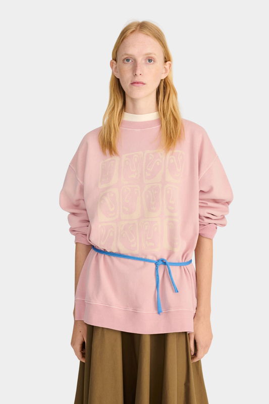 Sudadera oversize Monster Moodboard de Bobo Choses para mujer en rosa claro con gráfico tonal frontal y corte holgado
