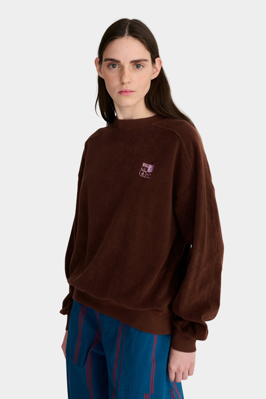 Sudadera Mystery BC de Bobo Choses para mujer en marrón oscuro, algodón orgánico y corte holgado con gráfico en el pecho