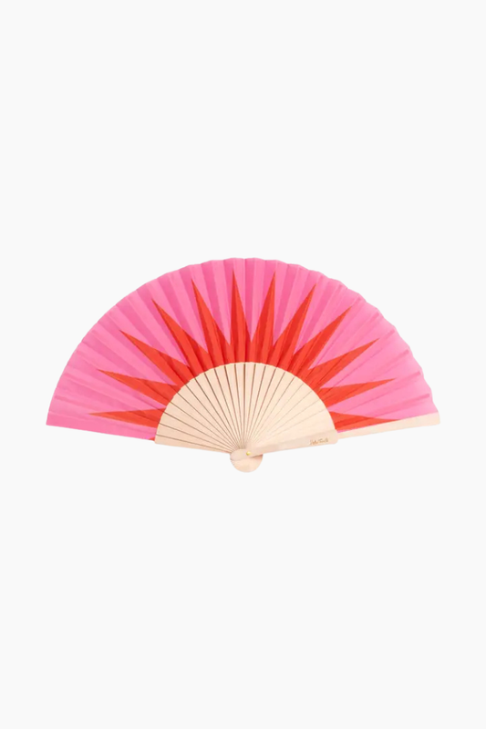 abanico Helio Ferretti NYC rosa estampado geometrico