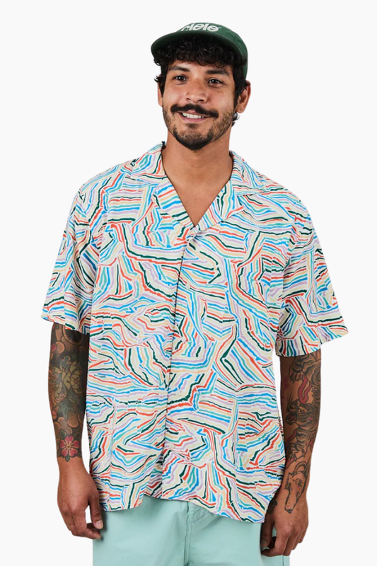 Camisa Brava Aloha Messy Stripes multicolor de viscosa ligera