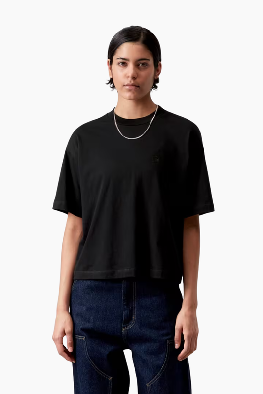 Camiseta Carhartt WIP Chester negra mujer algodón orgánico cropped