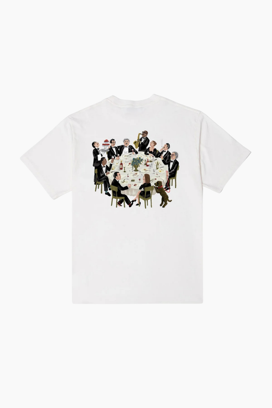 Camiseta Jazz Sessions Off White de Edmmond Studios para hombre en algodón orgánico con ilustración trasera
