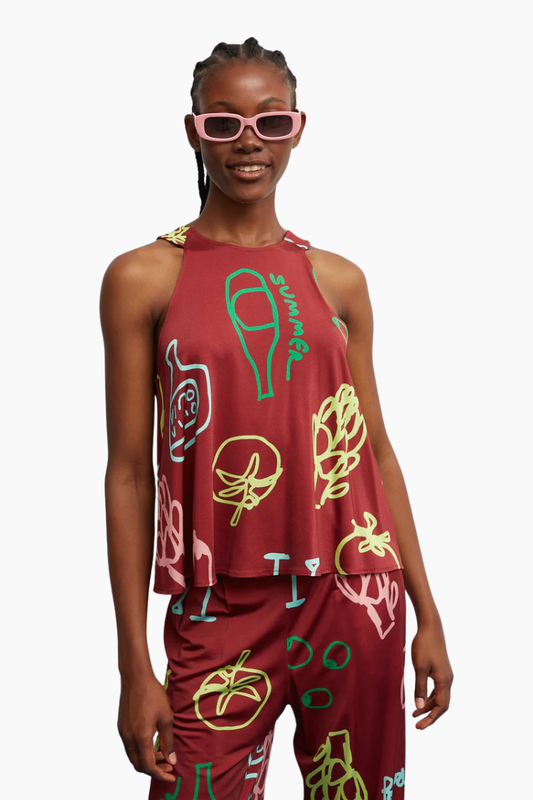 Cuerpo Pool Veggieaz Dr Bloom granate con estampado mediterráneo