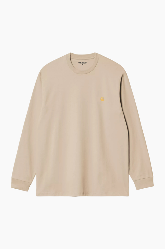 Camiseta Carhartt L/S Chase - Fleur de Sel / Gold