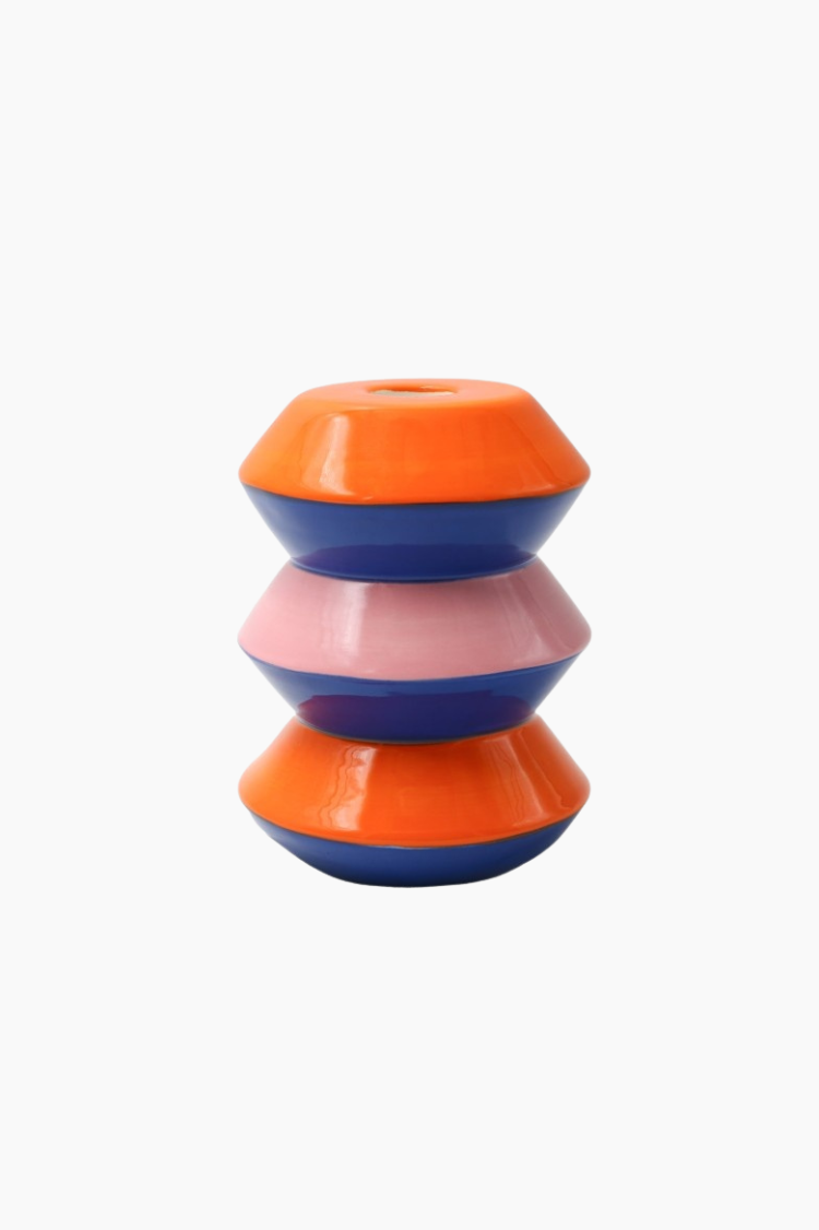 Portavelas cerámico Baltasar Qué Rico multicolor