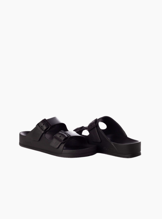 Sandalias Bio EVA Black unisex de Duuo Shoes con doble hebilla y plantilla anatómica.