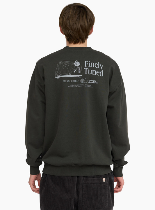 Sudadera Revolution Printed Tun negra algodón orgánico con estampado frontal y trasero