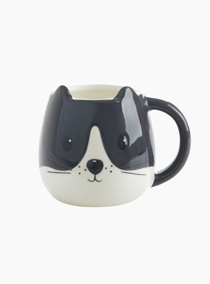 Taza Kitty Balvi negra de cerámica con diseño de gato