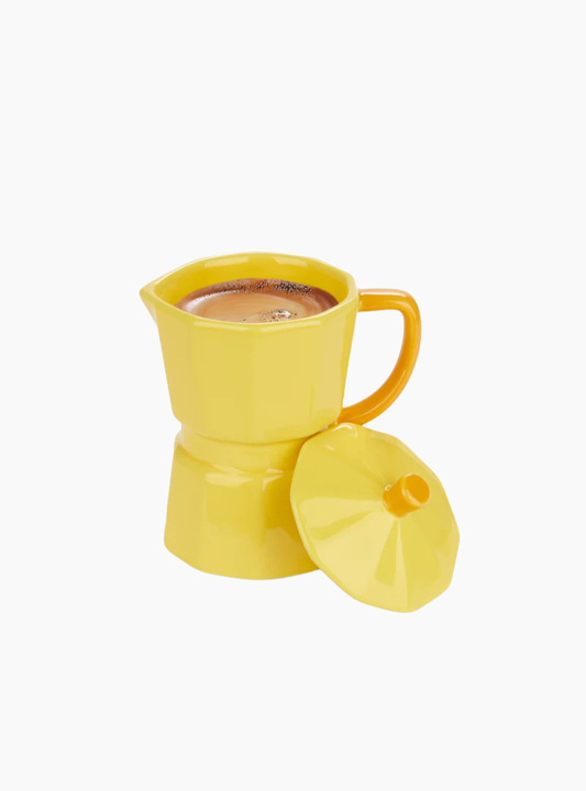 Taza Moka amarilla Balvi de cerámica con tapa estilo cafetera italiana