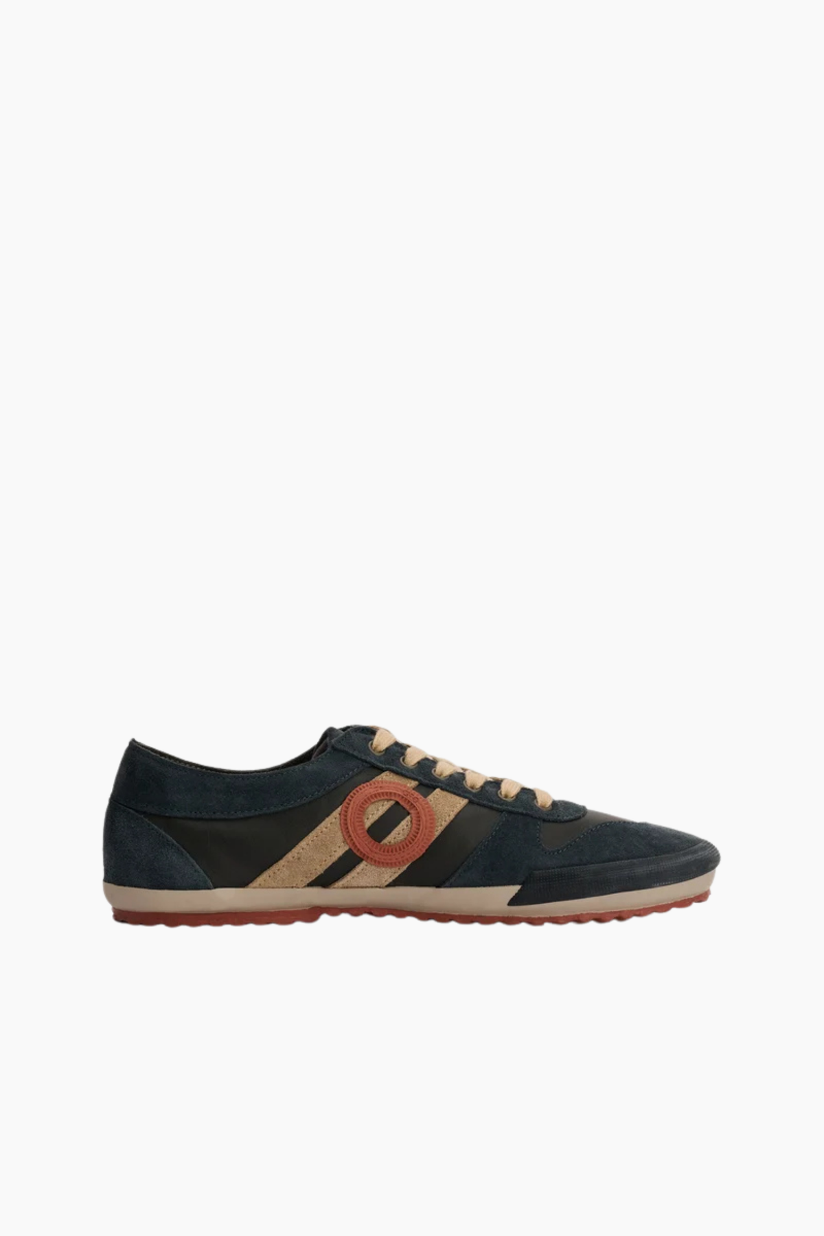 Zapatillas unisex Aro Ido Wash Midnight en piel y ante azul marino lavado con detalles beige y terracota