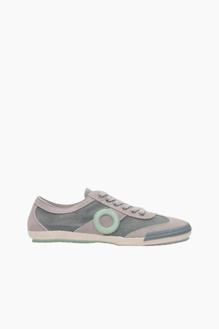 zapatillas aro joaneta net smoke gris malla detalle verde menta mujer