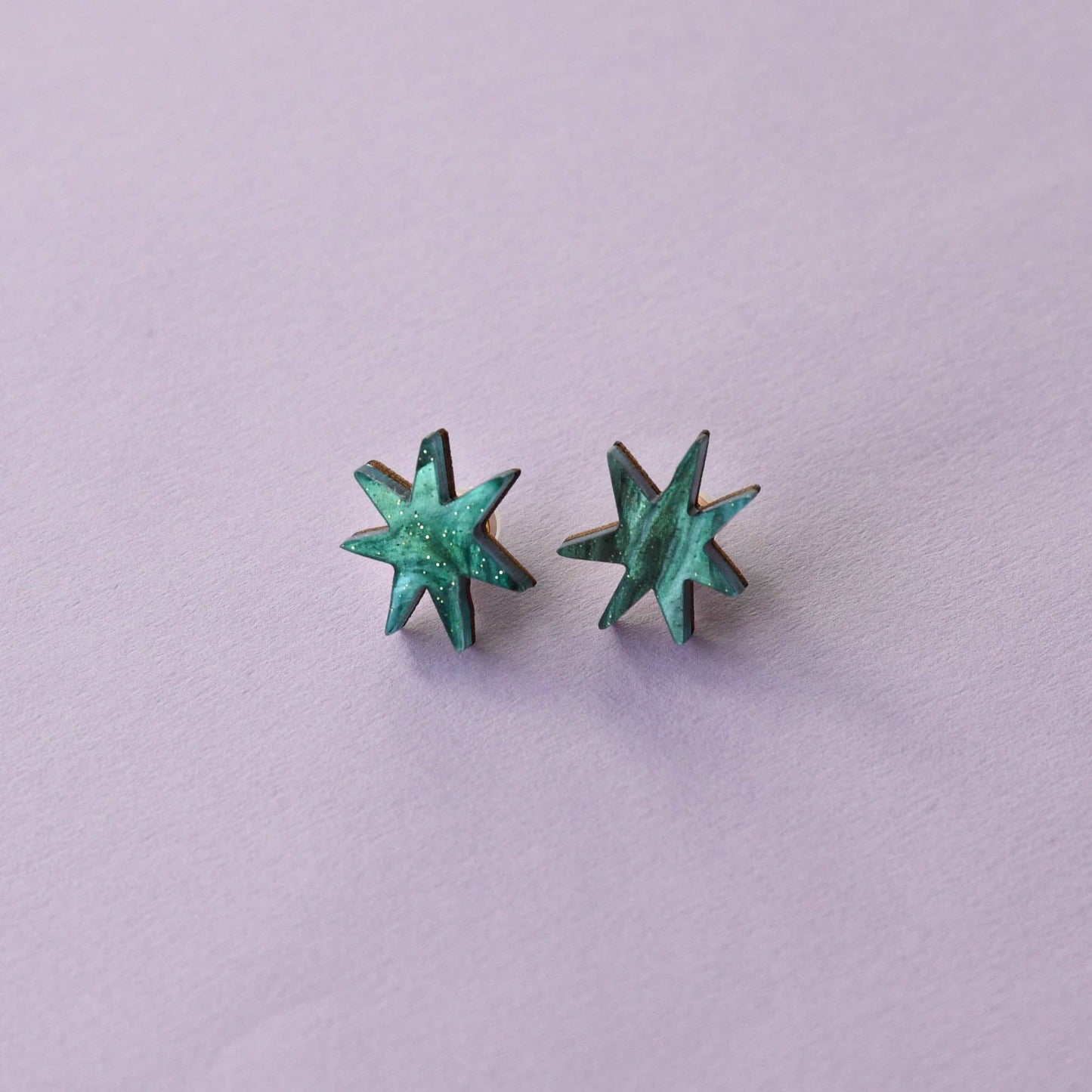 Pendientes estrella - mármol malva