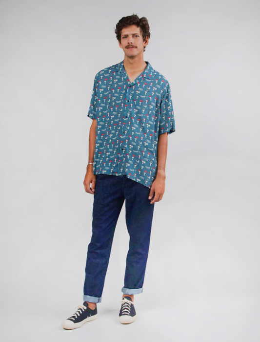 CAMISA ALOHA PEANUTS ATHLETIC - BLUE