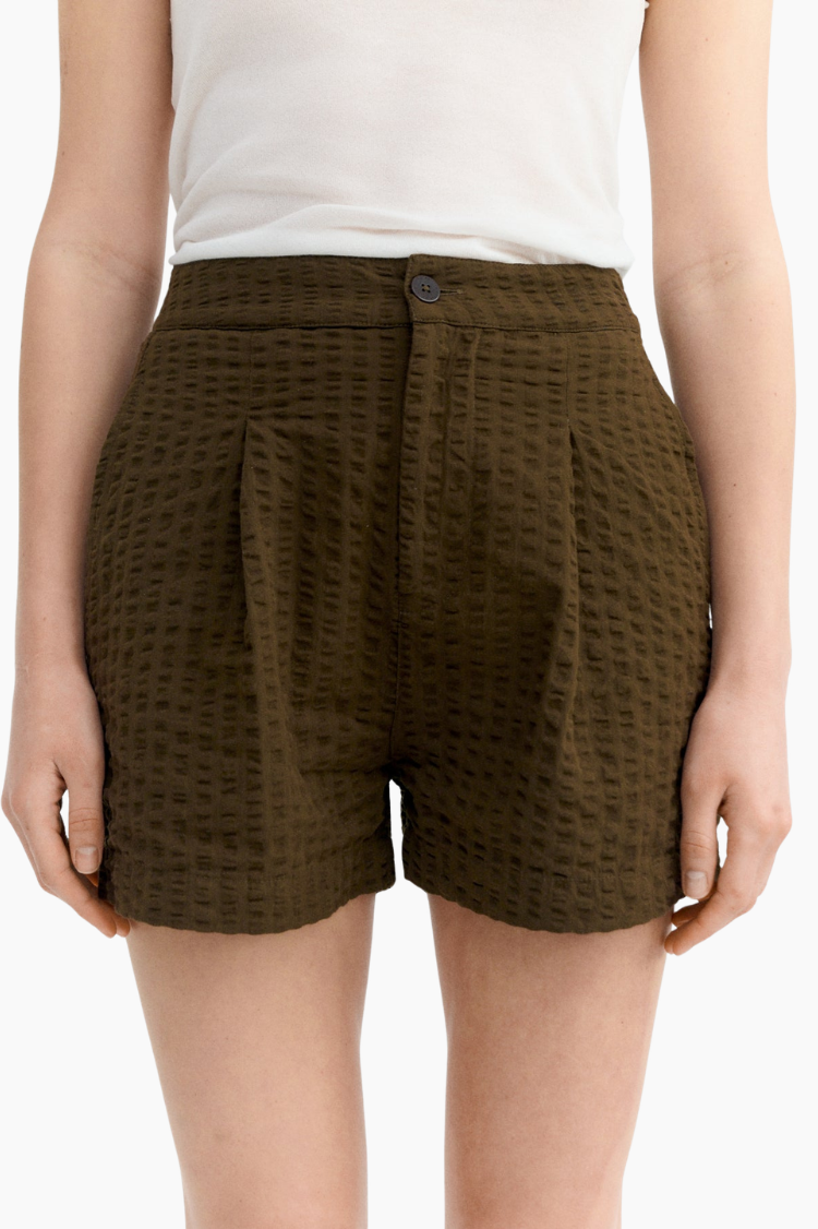 Pantalón corto Narciso seersucker - marrón