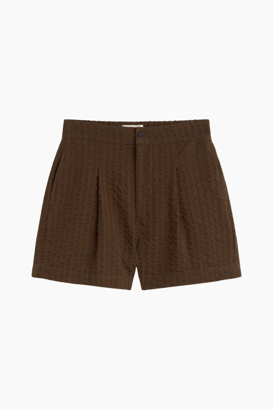 Pantalón corto Narciso seersucker - marrón