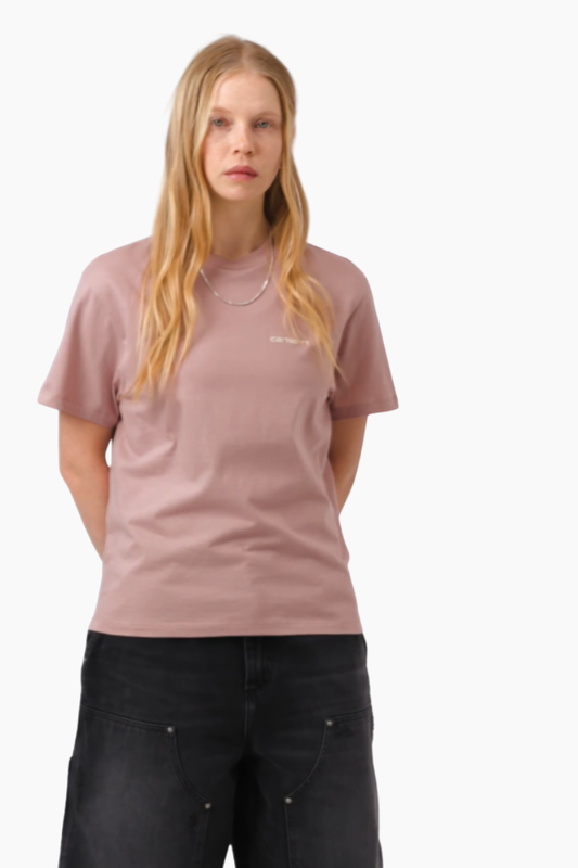 Camiseta W S/S Script Embroidery - Gentle Pink / Cinnerus