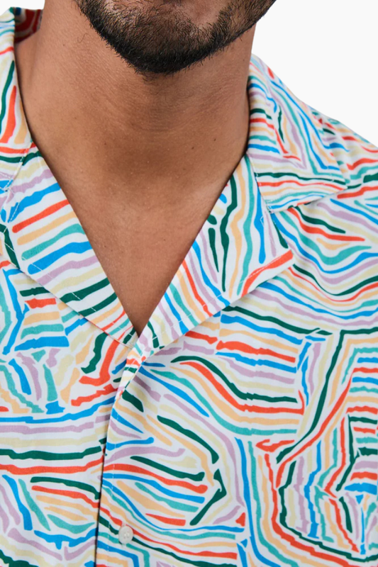 Camisa Aloha Messy Stripes