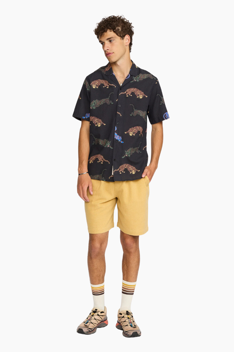 Camisa Cuban Leopard - Black