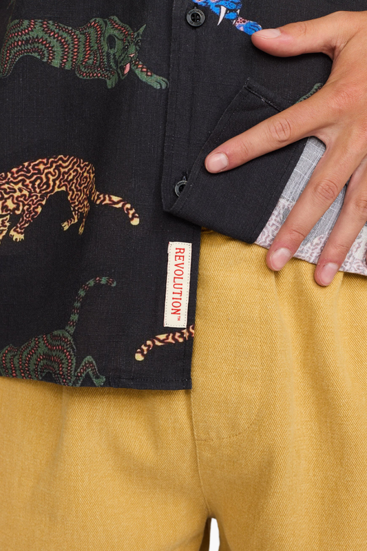 Camisa Cuban Leopard - Black