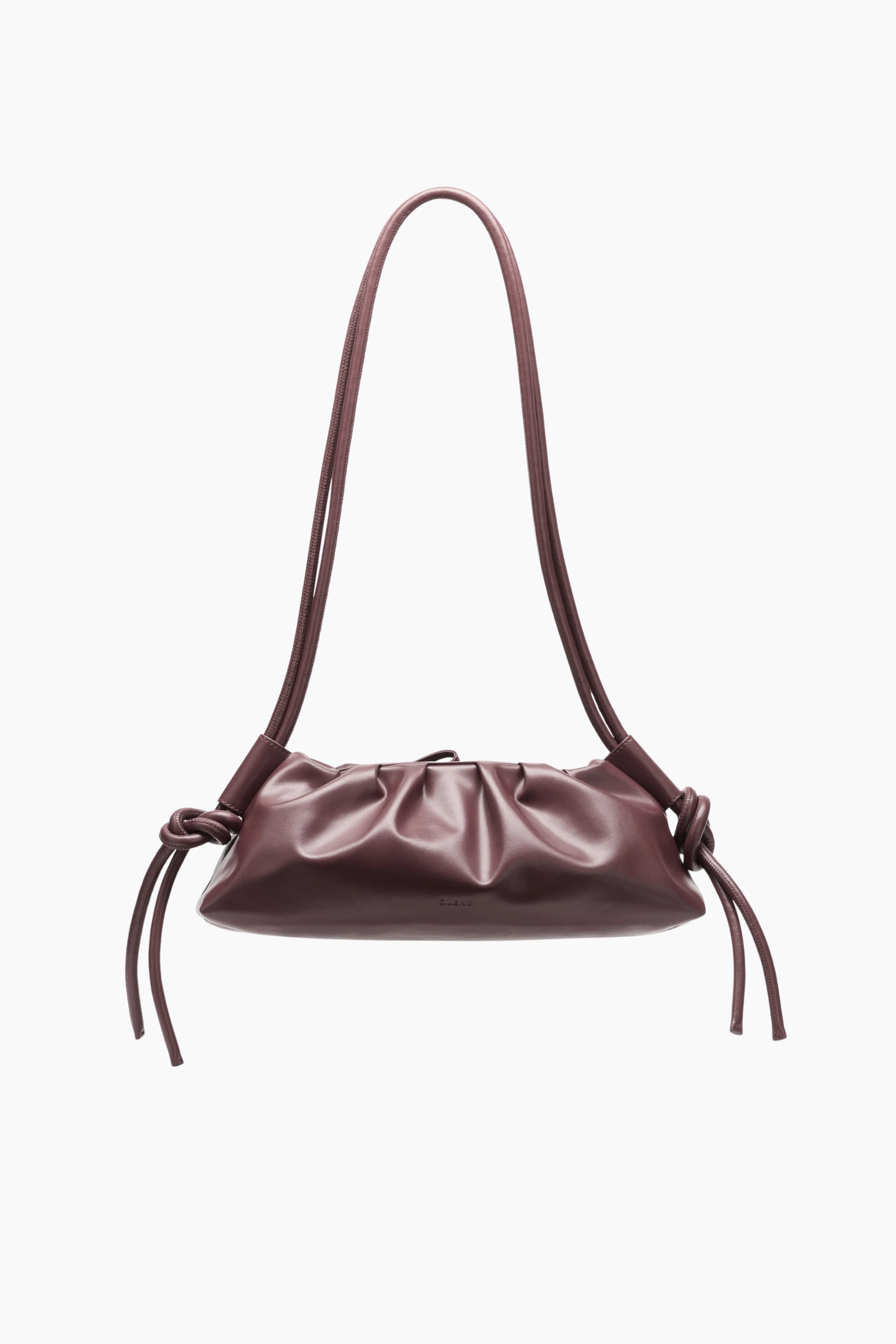 Bolso Dumpling Chocolate de Ölend en color marrón con diseño fruncido y acabado en piel vegana impermeable