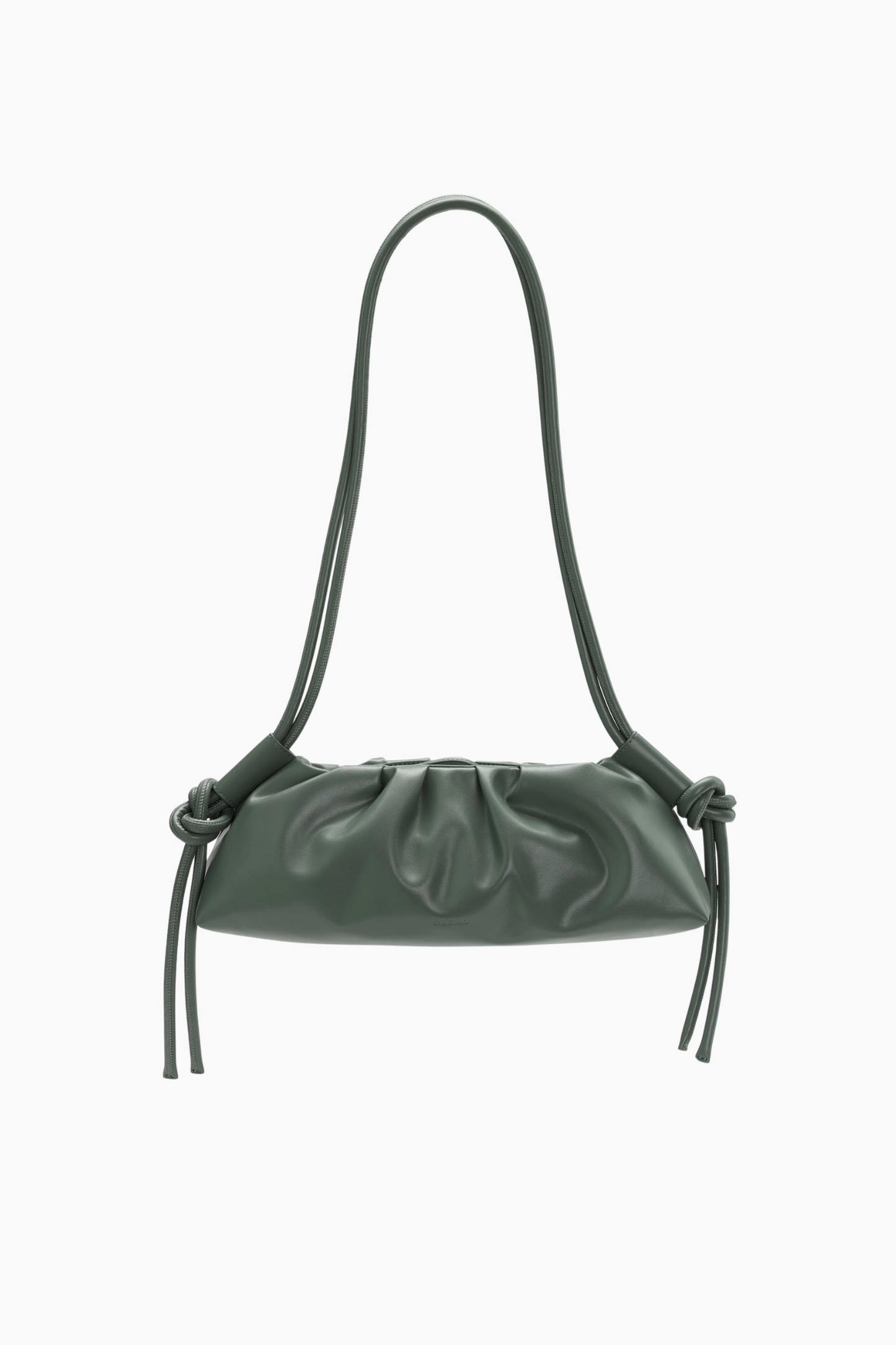 Bolso Dumpling Teal de Ölend en color verde petróleo con diseño fruncido y acabado en piel vegana impermeable
