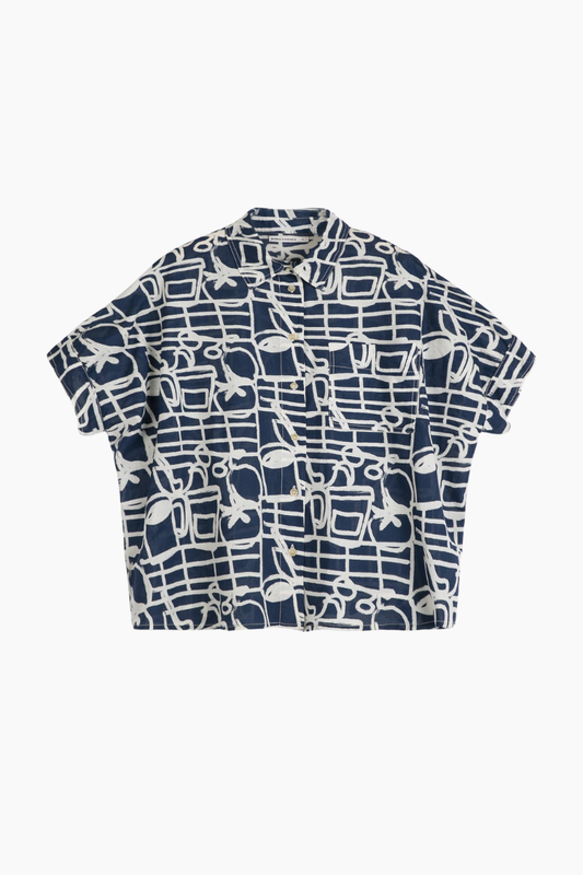 Camisa Bobo Choses Cookery Festival oversize azul con estampado