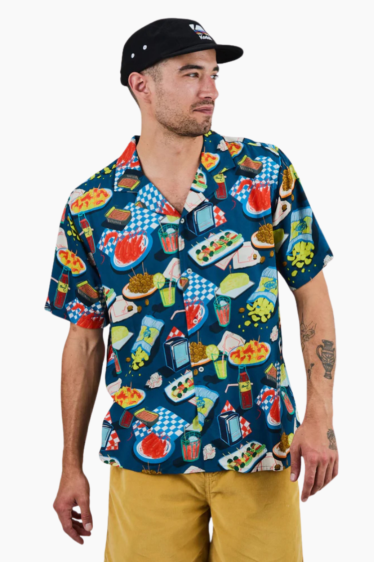 Camisa Brava Aloha Chiringuito azul de viscosa ligera