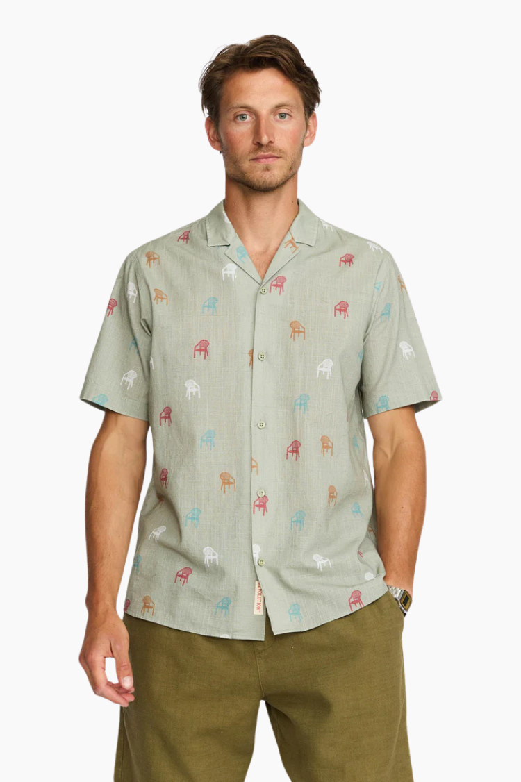 camisa revolution chairs verde hombre manga corta verano