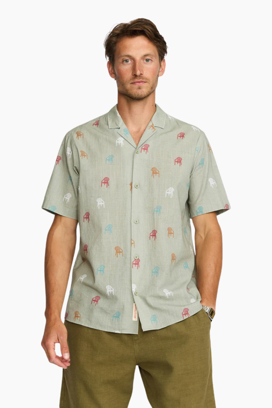 camisa revolution chairs verde hombre manga corta verano