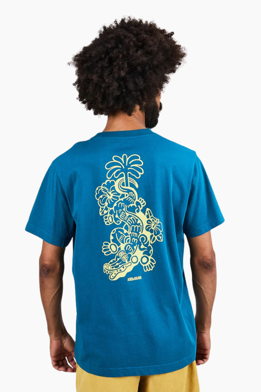 Camiseta Asis x Brava Lagarto Crocodile azul de algodón orgánico