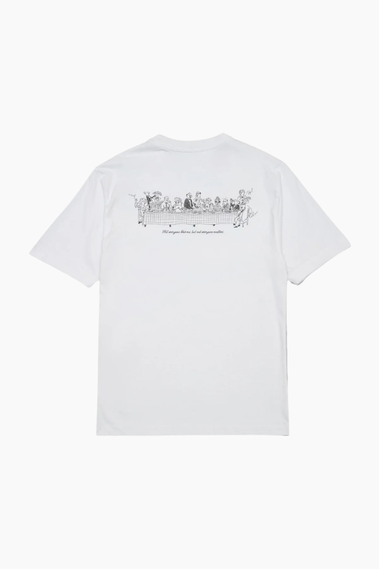 Camiseta Edmmond Banquet Hall blanca hombre con print ilustrado en la espald