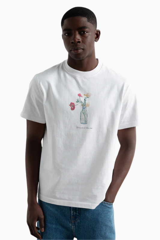 Camiseta Edmmond Blooming blanca con print floral en la parte frontal