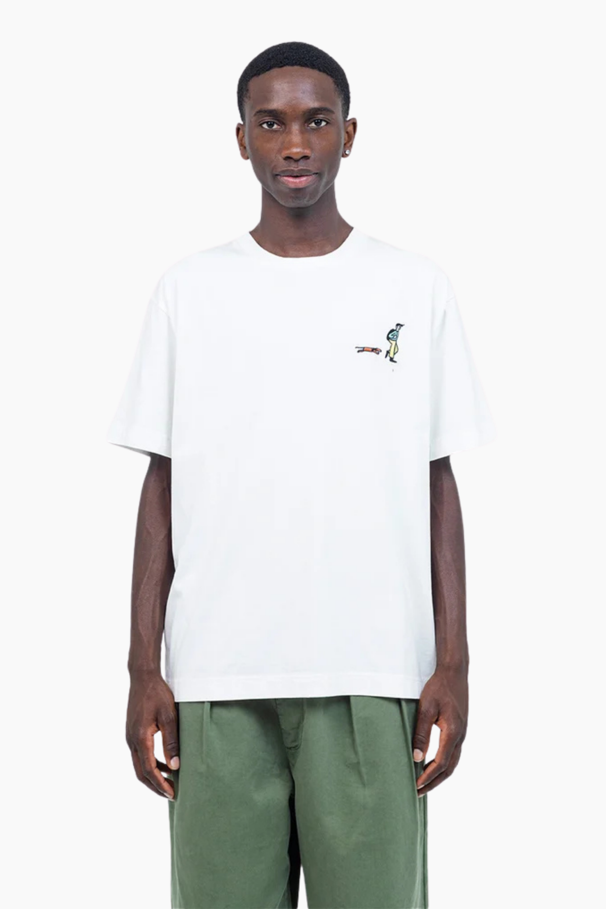 Camiseta Neighbourhood Ecru de OLOW para hombre en algodón orgánico GOTS con pequeño bordado frontal