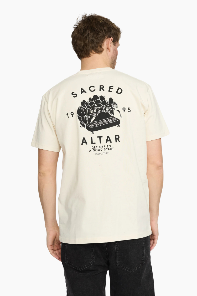 Camiseta Revolution 1436 ALT offwhite con gráfico de máquina de café barista