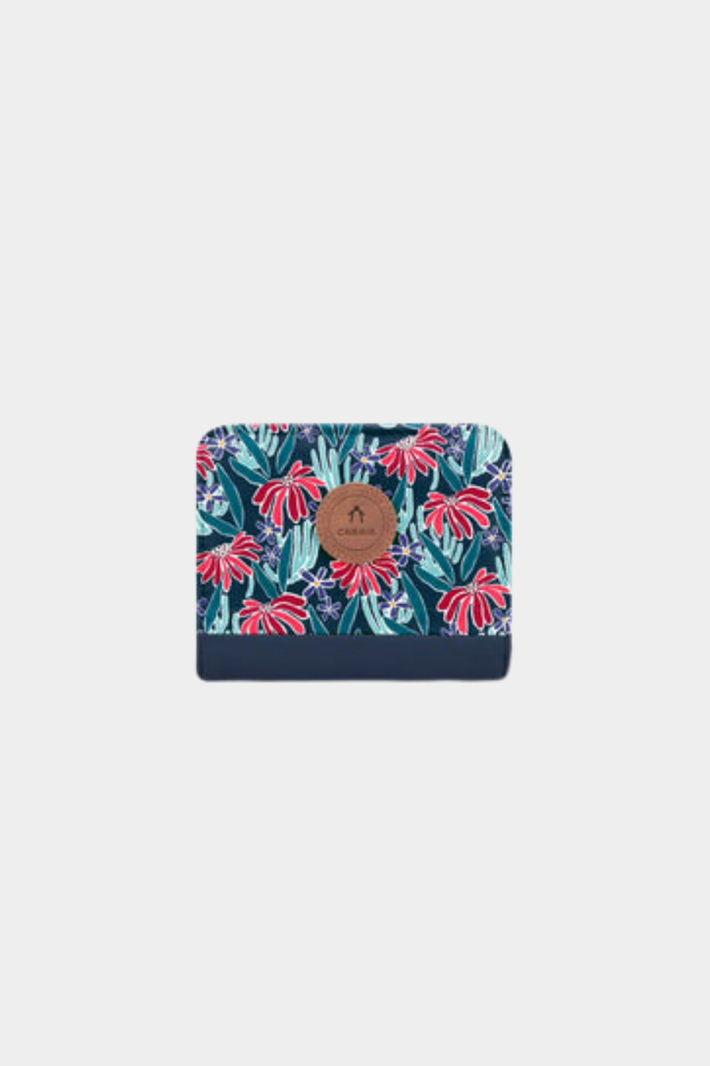 Cartera Small Edea de Cabaia en azul con estampado floral multicolor y cierre completo de cremallera