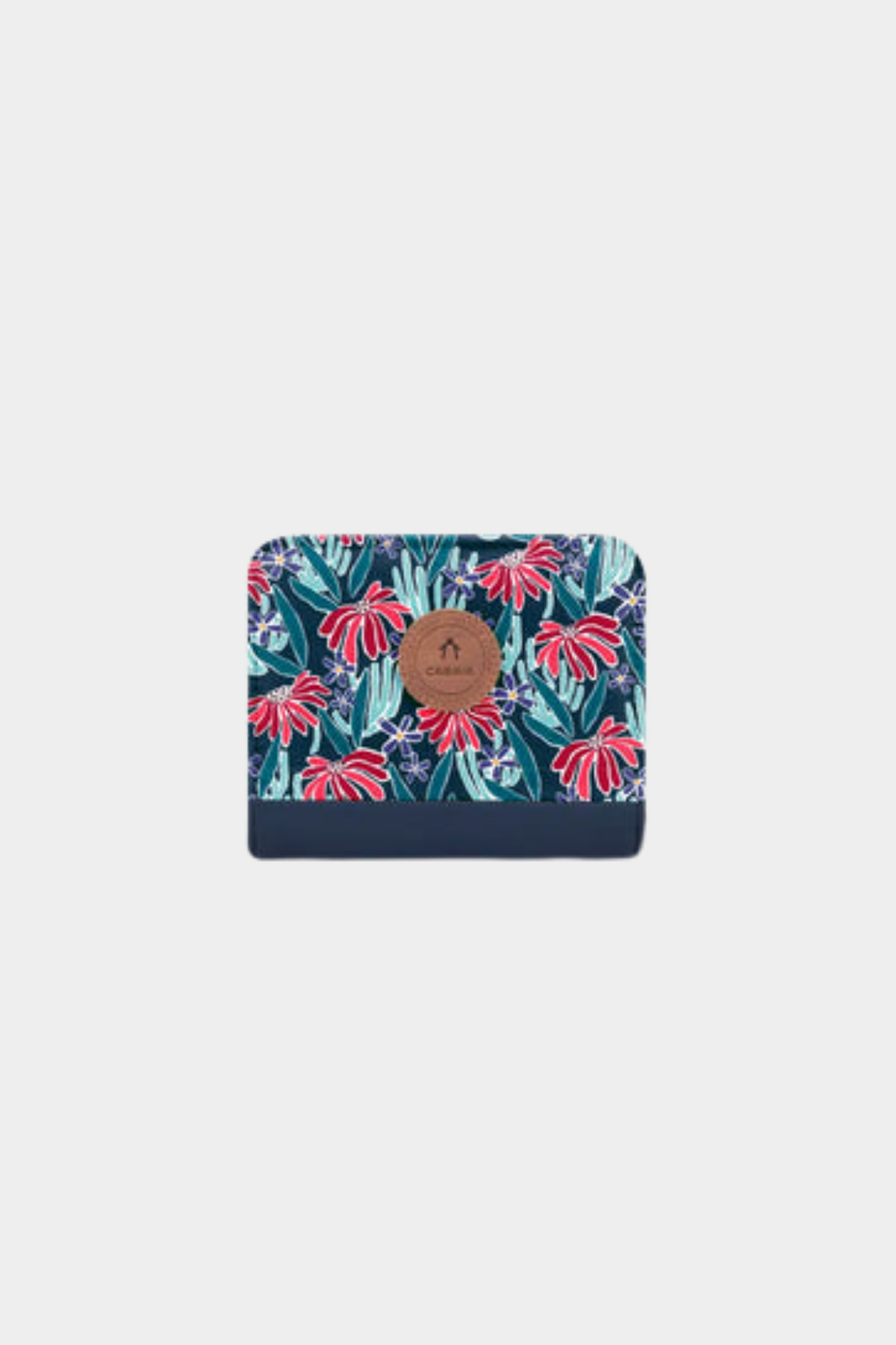 Cartera Small Edea de Cabaia en azul con estampado floral multicolor y cierre completo de cremallera