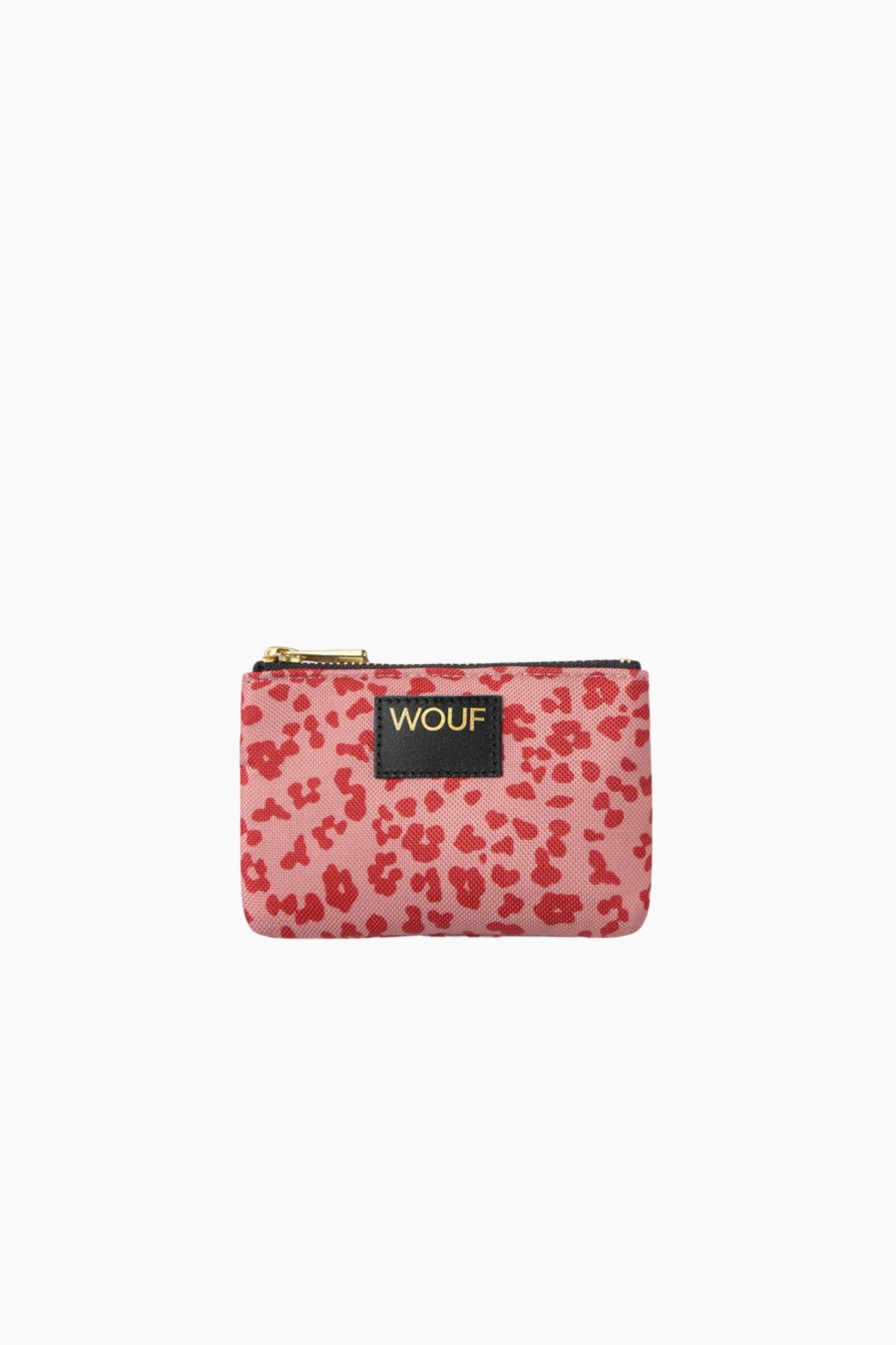 Cartera Wouf Roar rosa con estampado animal print y cremallera metálica