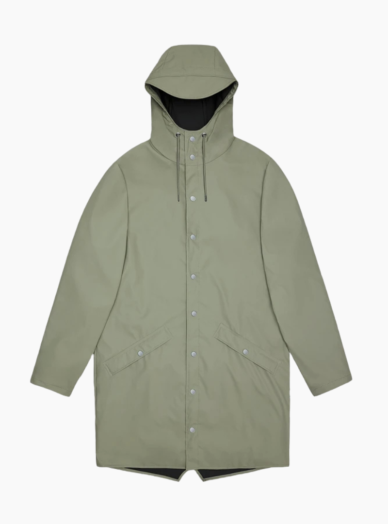 chubasquero impermeable rains long jacket drift beige grisaceo unisex