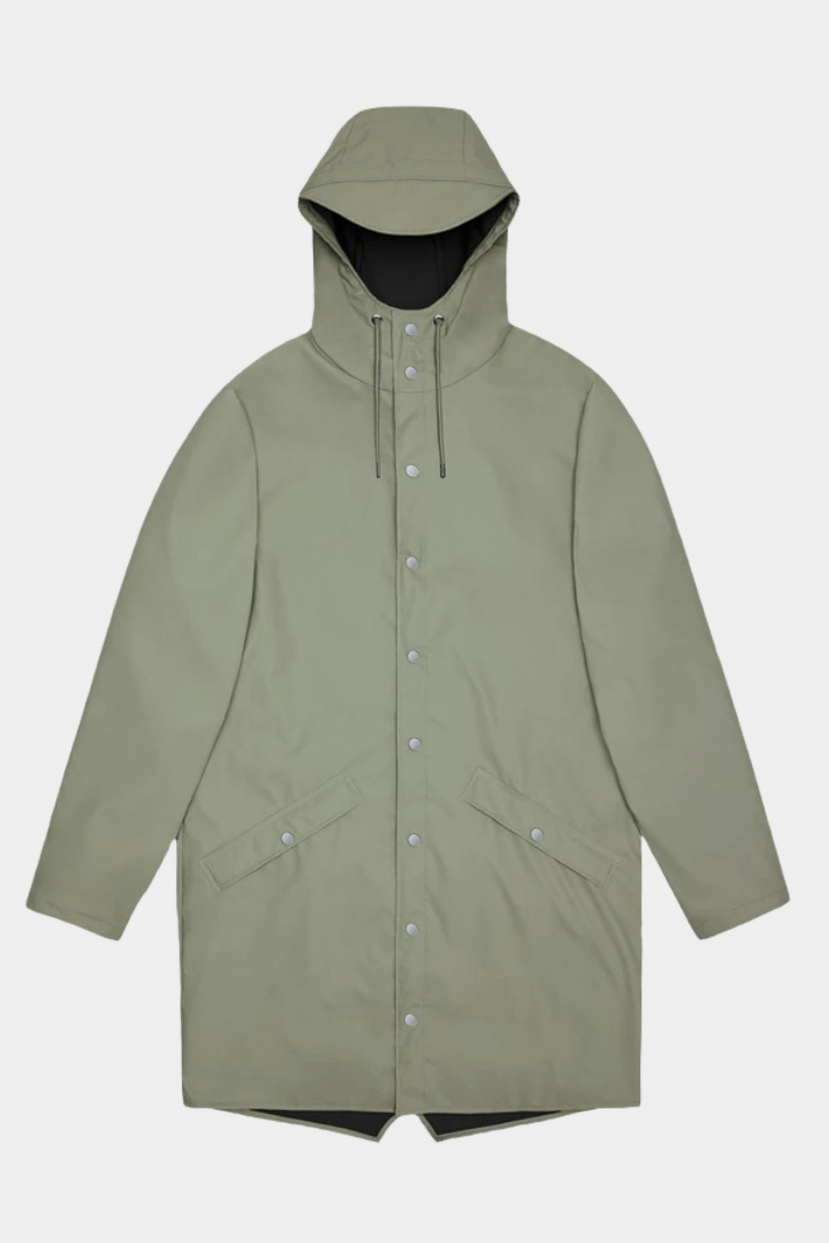 chubasquero unisex largo de rains modelo long jacket en color gris drift