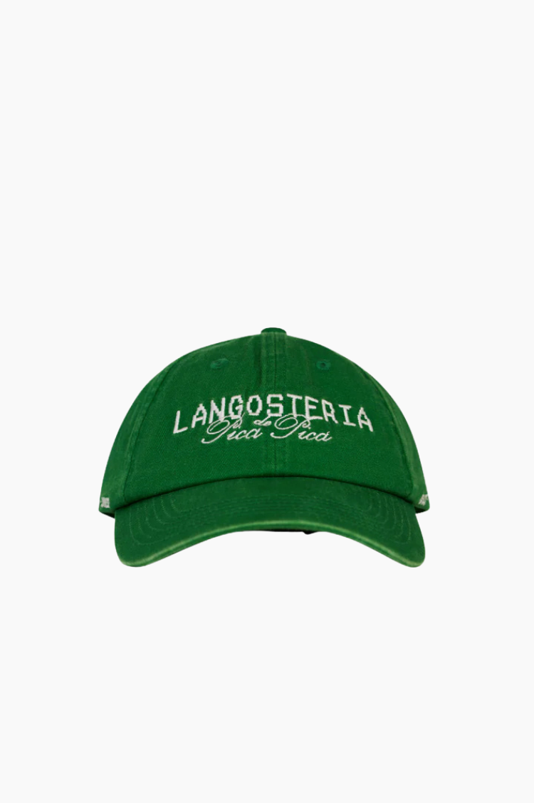 Gorra tipo béisbol verde Langosteria de Pica Pica con bordado frontal blanco