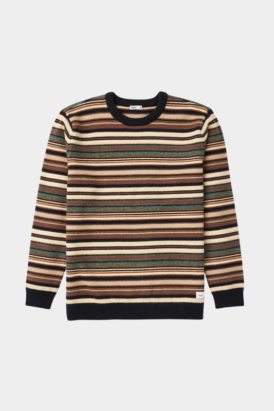 Jersey Hitch de Katin USA para hombre con rayas multicolor sobre fondo negro y cuello redondo