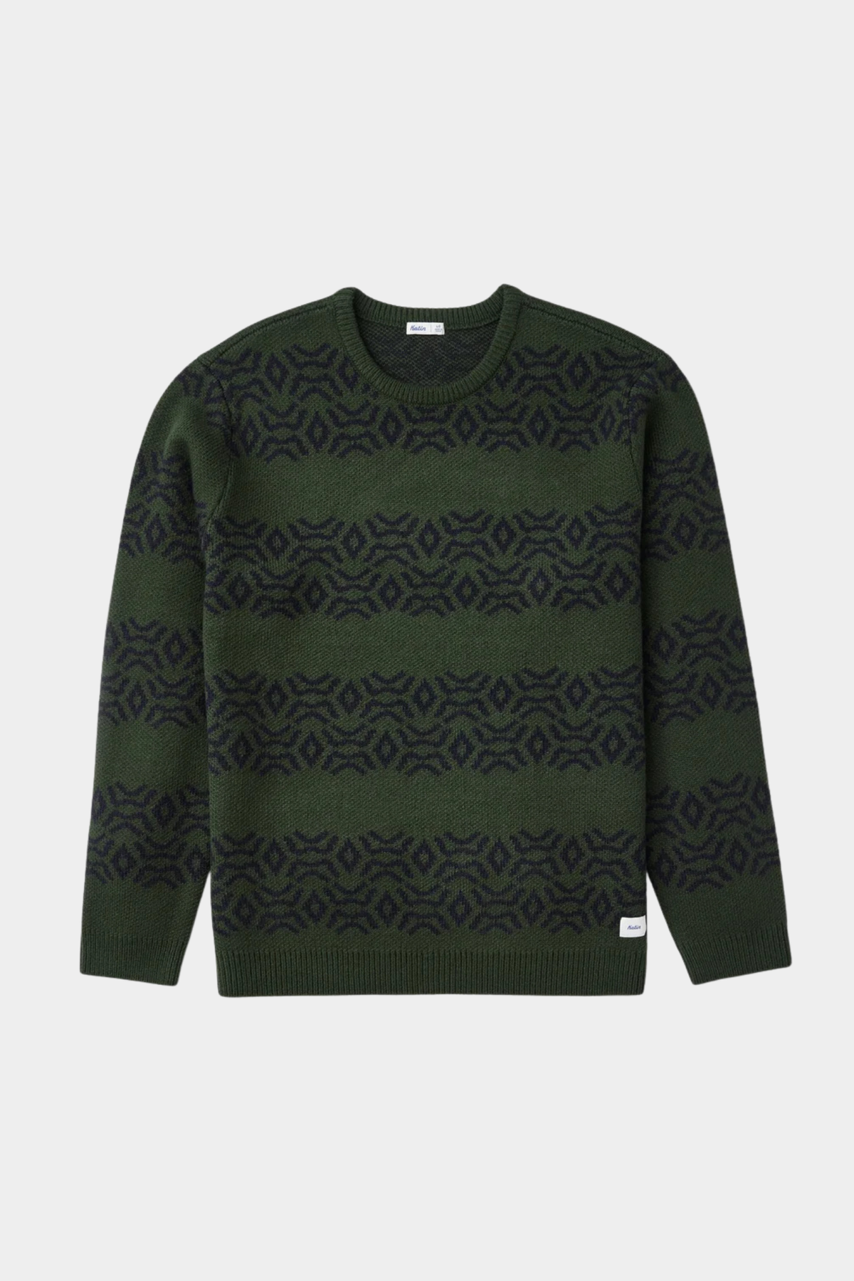 Jersey Villager de Katin USA en verde Pine con patrón geométrico Kapa hawaiano y cuello redondo para hombre