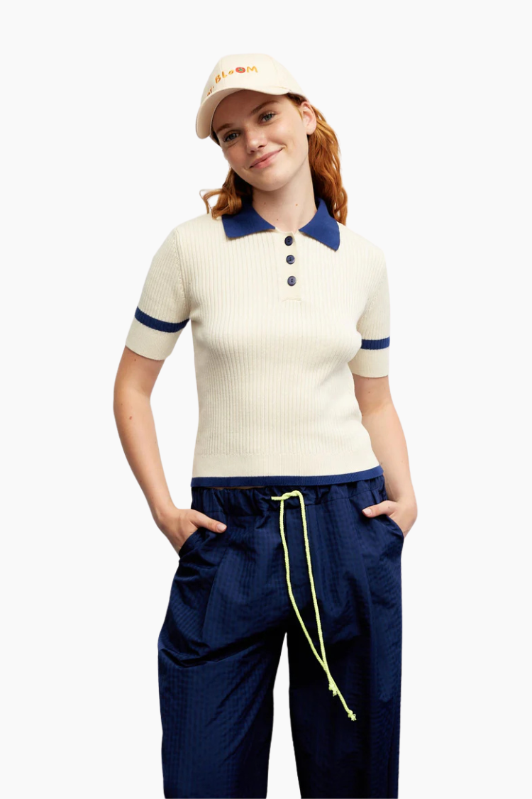 Jersey Trina Crudo Dr Bloom polo de punto crema con detalles azul marino