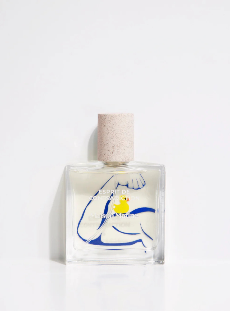 Perfume unisex Esprit de Contradiction de Maison Matine con notas de mandarina, jengibre y cedro.