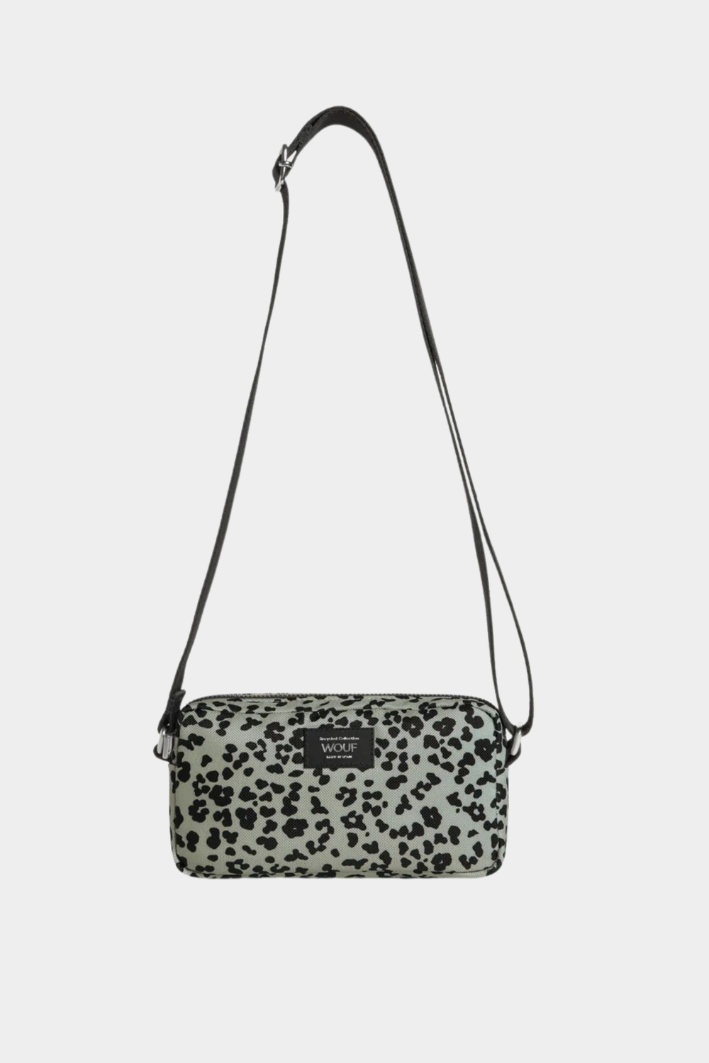 Mini bolso bandolera Wouf Steel Roar en gris con estampado animal, correa ajustable y cierre de cremallera YKK
